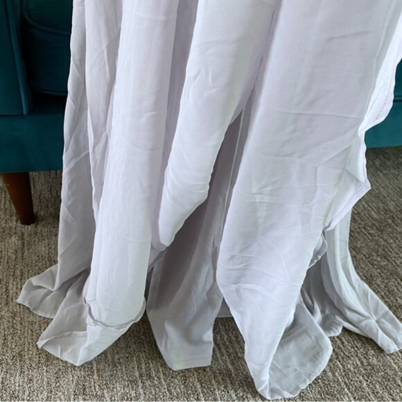 Maniju Lulus Savannah Days Short Sleeve Open Back Gown Maxi Dress Grey Gray New - Picture 15 of 16